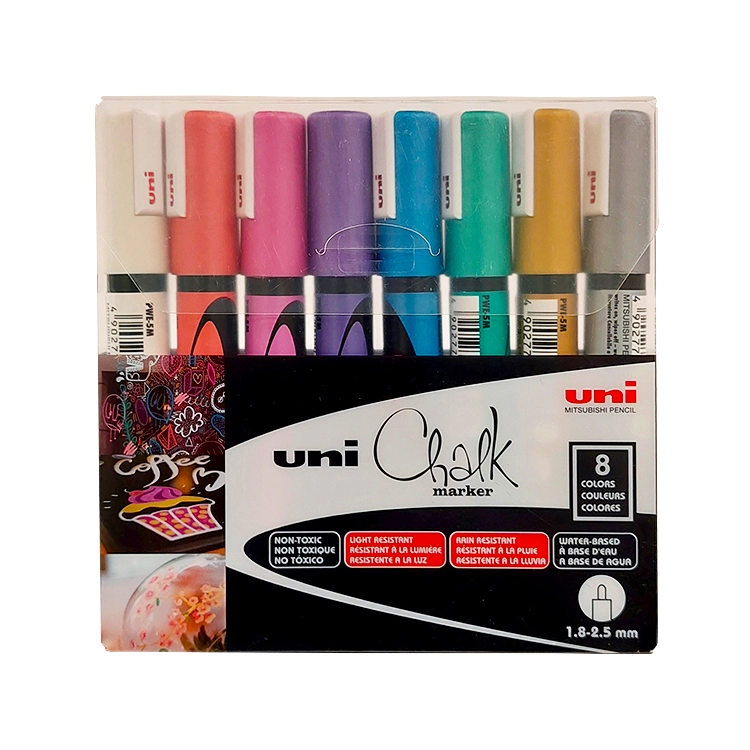 Marcador Uni Chalk 5M Tiza PWE5M Estuche x 8 Metal Art.MUNPWE5ME8